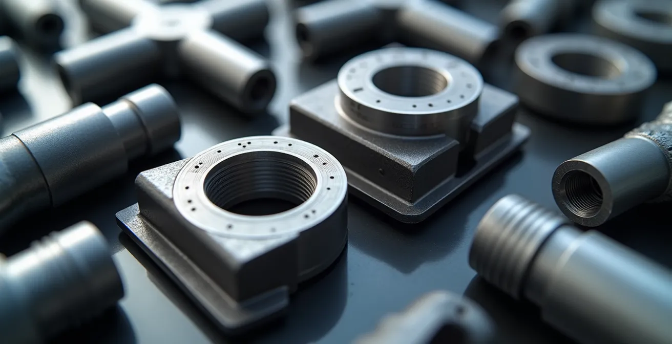 Detalle macro de componentes industriales con texturas metálicas
