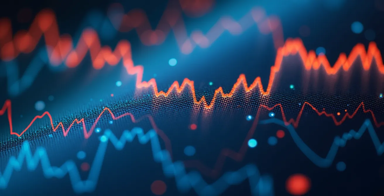Vista macro de pantalla con gráficos de tendencias y métricas de comportamiento