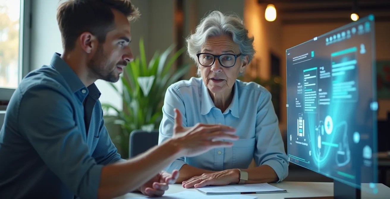 Empleados de diferentes generaciones colaborando en aprendizaje digital