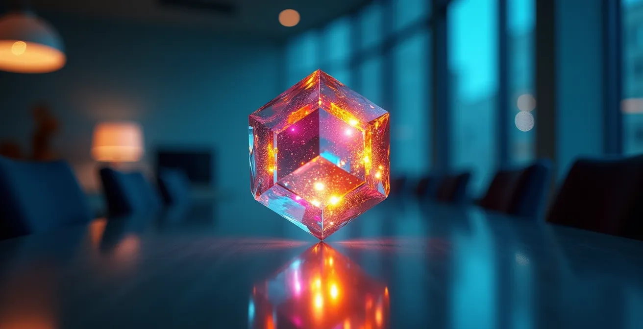 Visualización abstracta de métricas de transformación digital en ambiente corporativo