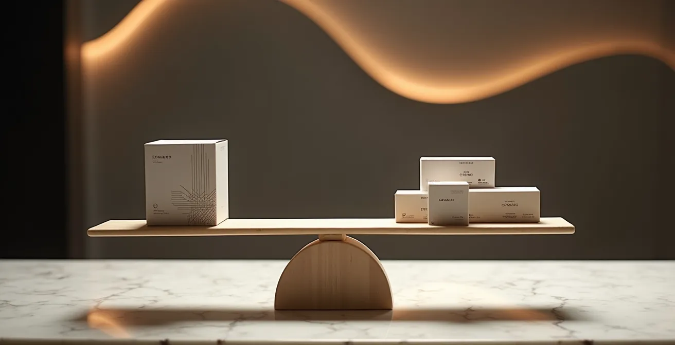 Representación visual del valor percibido y autoridad de marca en decisiones de compra